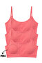 Teenage Girls' String Straps Removable Pads Half Tank Training Bra 3-Pack Pink