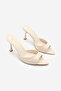 Women's Pointed Toe Strappy Thin Classic Heeled Slippers Nerlo Ecru - 5