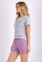 Women's Short Sleeve Pajama Set with Shorts Summer Comfortable Fit Home Wear - 3