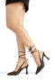 Brown Leather Pointed Toe Shoes with Open Back and Tie-Up Strap, 9cm Goggle Heel, New Season - 3