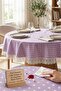 Round Tablecloth Liquid-Proof Lace Detailed Waterproof Fabric Polka Dot Stain-Resistant - 3