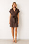 Modal Fabric Short Sleeve Lace-Up Dress with Pockets - 2