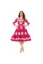 Pink Rayon Lakhnavi Work Frill Midi Dress - PMM14581 | Pink
