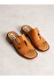 Varello Tan Genuine Leather Women's Slippers - 2