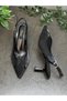 Black Stone Mesh Heeled Shoes - 4