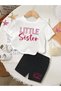 Little Sister Printed Children's T-Shirt Shorts Top-Down Combination Set