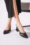 Rolgelan Women's Heeled Shoes with Back Strap, Black Glitter - 3