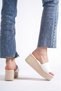 Reina platform heel orthopedic sole wicker-look women's slippers ckt - white - 5