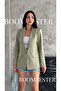 Women's Flam Linen Lined Blazer Summer Jacket – Striped Lining Detail Comfortable Fit Slim Jacket