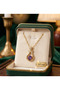 Lilac Stone Saz Model Tarnish-Resistant Steel Necklace with Gold Color Chain - 4
