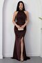 Halter Neck Slit Glitter Dress Drp0013 - 4