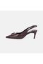 Women's Bitter Brown Colored Stone Slingback Leather Stiletto - 5