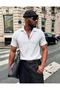 Men's Summer Premium Textured Short Sleeve Gray Shirt - 3