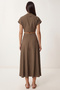 Tie-Detail Modal Blouse Skirt Set Lgx0008 Khaki - 4