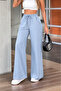 Women's Lace-Up Wide-Leg High-Waist Denim Pants - 2