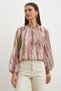 Multicolor Gradient Patterned Balloon Sleeve Blouse
