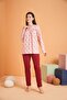 Gd Goldoremi Premium Women's Relaxed Fit Round Neck Floral Patterned Buttoned Long Sleeve Pajama Set