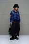 Cobalt Blue Black Plaid Oversize Shirt 18116