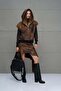 Tan Black Antique Leather Look Asymmetrical Skirt 18226 - 3