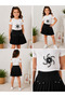 Pink 31905-26 Girl's Pleated Skirt & Stone Detailed Open Shoulder T-Shirt Set - 8