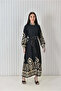 Linen Dress With Golden Embroidery - 5