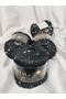 Sparkle Black Shimmering Sequin Hand Knitting Yarn 50Gr. (4 Pieces) - Color: 1101 - 3