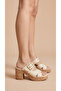 Buckle Detail Women's High Straw Look Shoes with Front Stripes Wedge Heel Slipper Sandals - 3