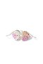 Wooden Heart Shaped Purple Geometric Floral Pattern Printed Button Dangle Earrings - 2