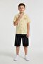 Yellow Back Patterned Short Sleeve Shirt and Jean Shorts Boys' 2-Piece Set 24027 - 3