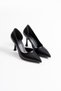 Women's Black Leather Heeled Shoes Fs08Ms45N - 2