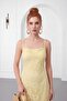 Women's Yellow Backless Midi Lace Event Dress - 4
