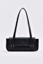 Black D59 Zippered Modern Minimal Design Long Strap Large Volume Daily Women's Hand and Shoulder Bag