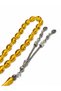 Fossil Powder Amber Barley Cut Prayer Beads Transparent Yellow Silver Color Tasseled Prayer Beads - 2