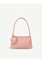 Wrinkled Textured Pink Shk218 Faux Leather, Snap Fasteners, Glasses Case with Charm, Single Compartment, Hand, Arm and Shoulder Bag