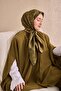وشاح حريري من التويل بنمط رويال باللون الأخضر 90x90 - 2