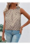 Women's Strappy Round Neck Patterned Single Jersey Blouse