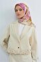 Sura Pure Silk Scarf 9503 - 01 Cream Pink Floral Pattern - 2