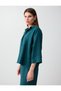 Dark Green 100% Linen Relaxed Fit Three-Quarter Sleeve Shirt Collar Blouse - 6