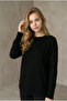 Women's Black Crewneck Reglan Sleeves Basic Mercerized Knitwear Sweater Yy101371 - 2