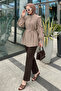 Ribbed Ruffle Sleeve Detailed Tunic Y0116 - Stone Color - 2