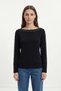 Black Boat Neck Blouse with Stone Detail 8283 - 2
