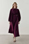 Loose Fit Smocked Dress in Plum - 5