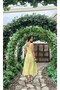 Women's Yellow Square Necklace Collar Dress with Back Tie, Premium Quality, Stylish Straps - 2