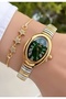 Women's Wristwatch Steel Cord Gold Silver Green Color Gift Bracelet Hms454C2 - 4