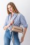 Women's Zoya Model Soft Leather Look Mink Shoulder Bag and Crossbody Baguette Bag - 5