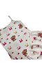 Girl's 100% Cotton Fabric White Color Teddy Bear Ribbon Patterned Thin Strap Athlete Boxer Set - 3