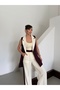 Women's Cream-Purple Palazzo Pants Vest Suit - 4