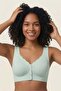 Mint Green Premium Quality Seamless Laser Cut Line Detailed Front Open Seamless Gathering Women's Bra - 3