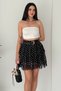 Women's Polka Dot Skirt Shorts – Lace Detailed Belted Mini Skirt Shorts