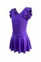 Girl's Ruffle Detailed Purple Skirted Dress Swimsuit - 2